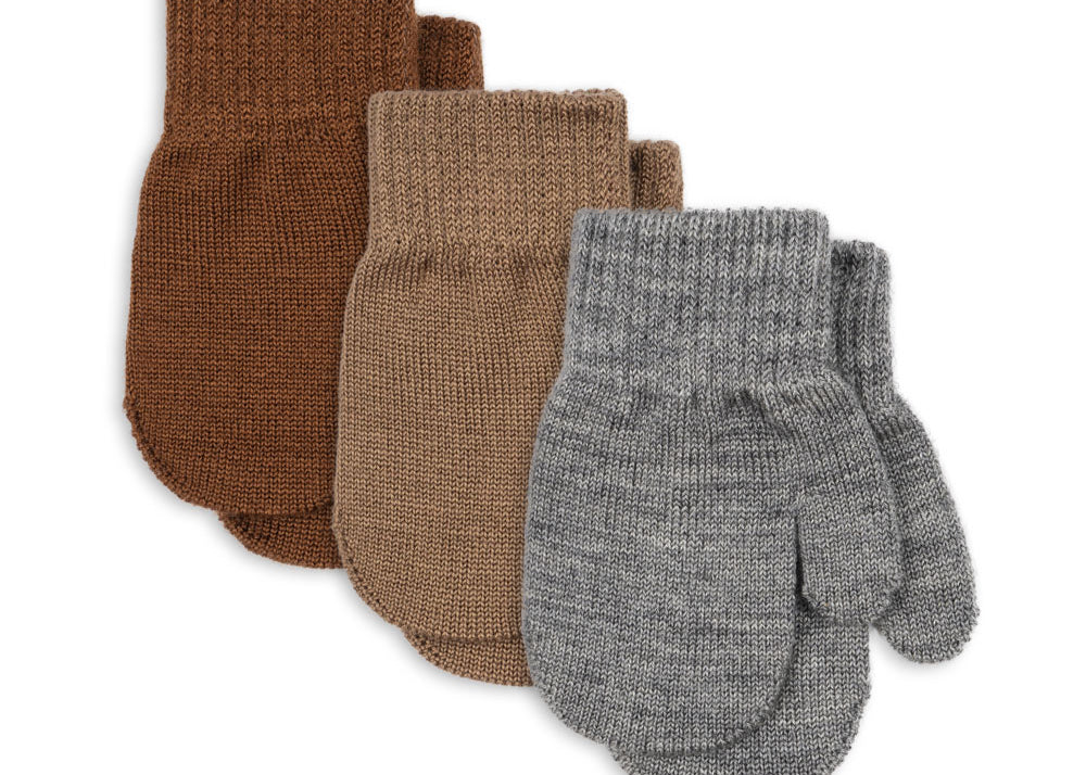 Konges Sløjd A/S Vanter grey melange/beige/brown
