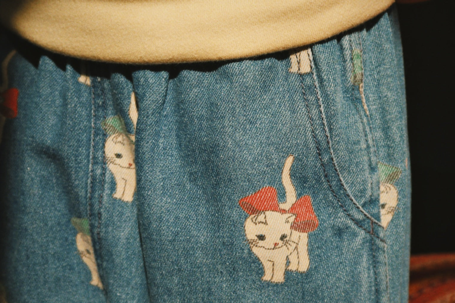 Konges Sløjd A/S Bukser - Vævet bow kitty denim