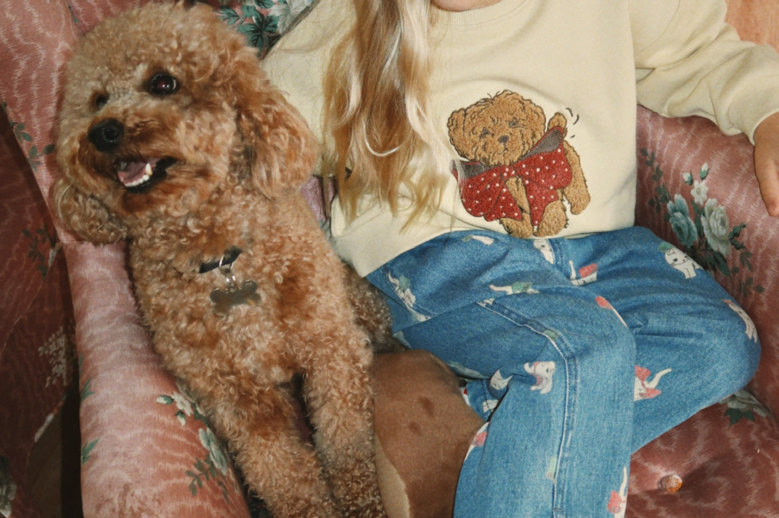 Konges Sløjd A/S Bukser - Vævet bow kitty denim