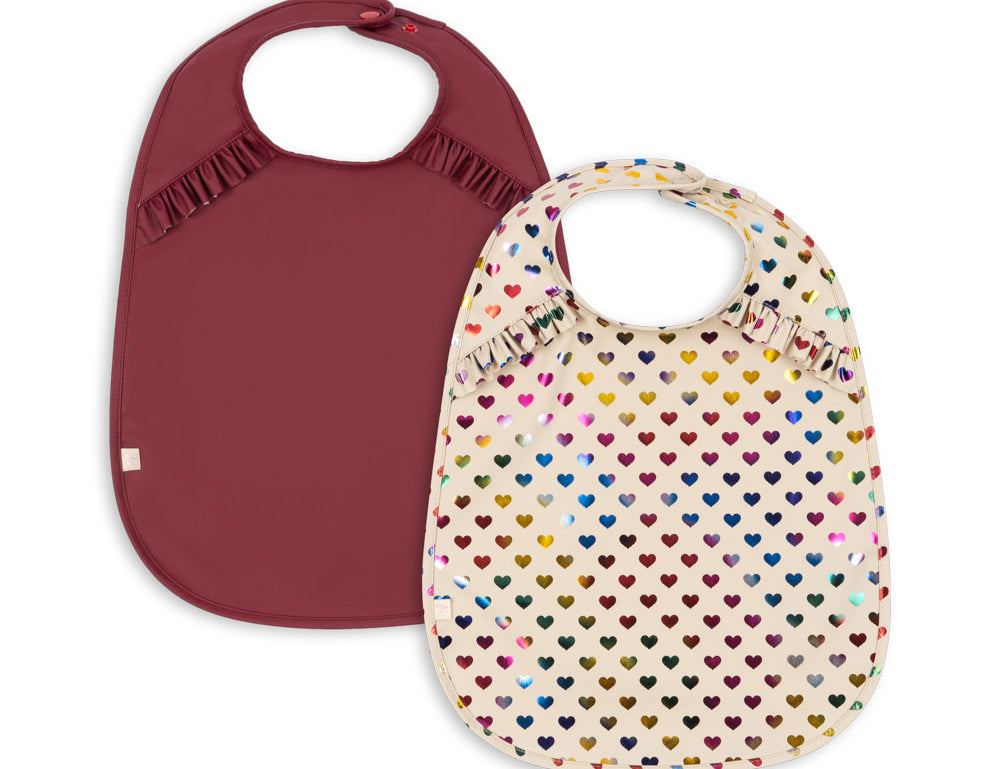 Konges Sløjd A/S DINNER BIBS coeur glitter/sangria