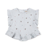 Konges Sløjd A/S WOVEN SHORT SLEEVE SHIRTS cherry blue coeur